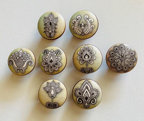 boho dresser knobs Handcrafted Round Wood BOHO Cabinet/Drawer/Chest Knobs