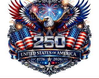 Patriotic Eagle 250 drapeau des Etats-Unis feux d'artifice 1776 2026 jour de l'indépendance t-shirt PNG