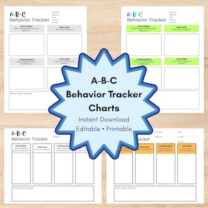 ABC Behavior Tracker Chart | Autism ABA Data Sheet (Printable PDF, Editable Canva)