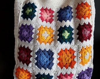 Handmade Crochet Tote Bag: Colorful Boho Market Bag