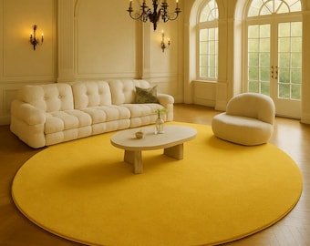 Blush Pink Wool Rug, Hand Tufted Round Carpet, Minimalist Decor