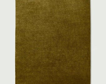 Eleganter olivgrüner Wollteppich - minimalistischer handgefertigter Teppich für Wohnzimmer, Schlafzimmer