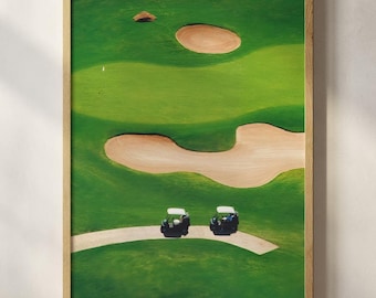 Póster de campo de golf, arte mural deportivo de lujo, lámina de golf vintage, lienzo de club de campo retro, decoración estética de la vieja aristocracia, golf clásico