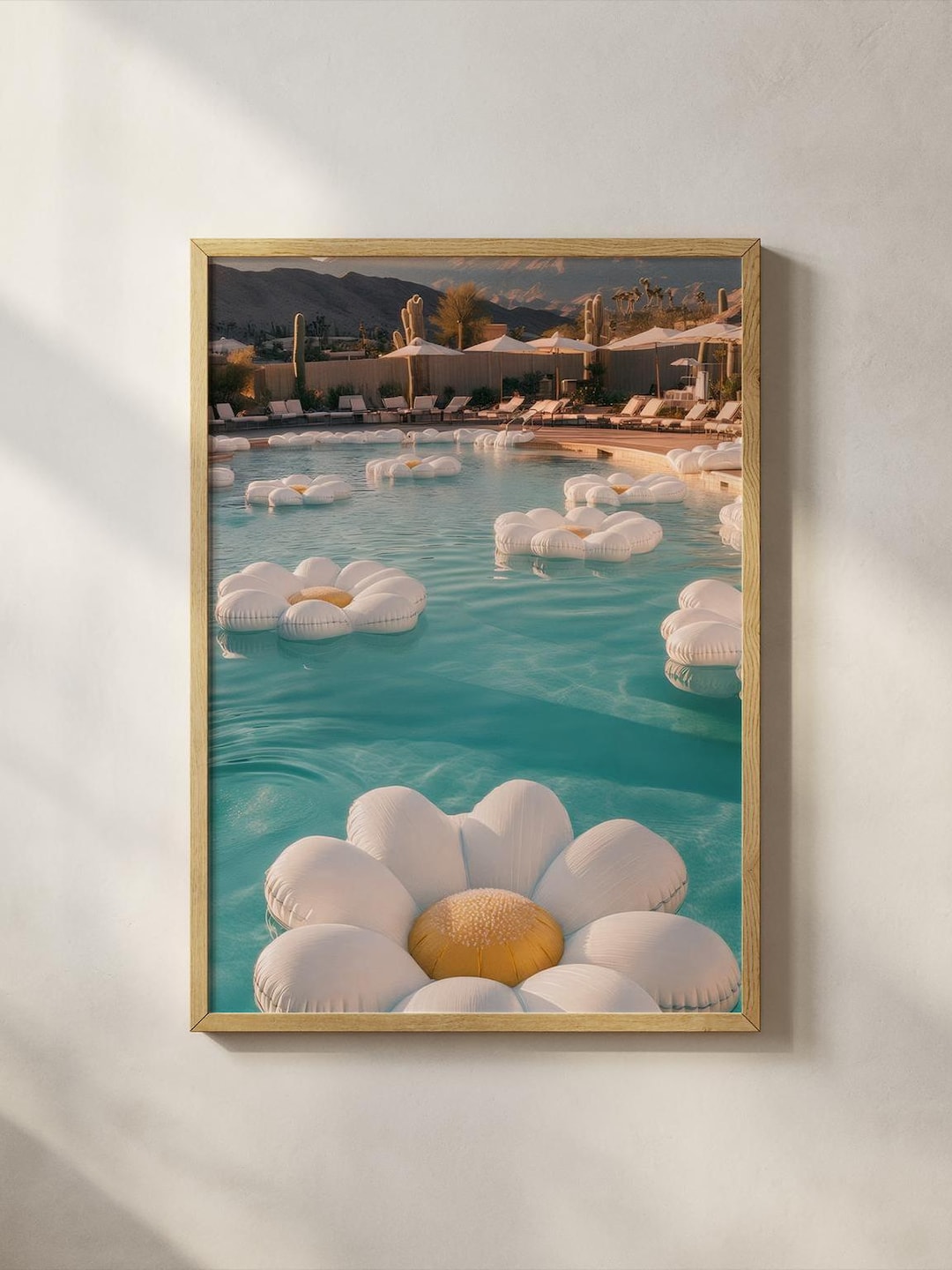 Daisy Pool Poster, Summer Aesthetic Wall Art, Retro Resort Canvas Print ...