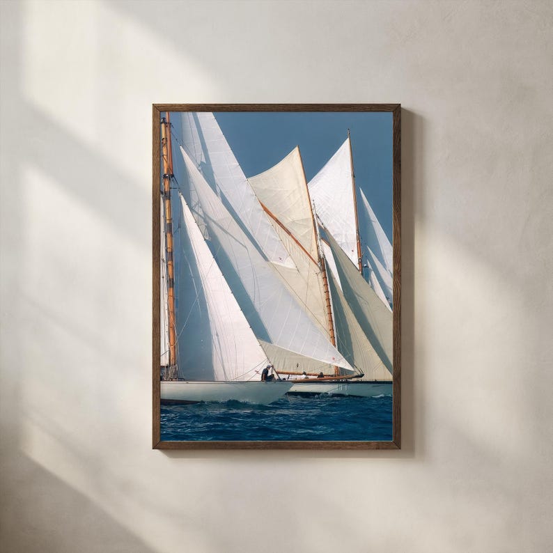 Sailboat Wall Art Print | Nautical Ocean Poster | Vintage Sailing ...