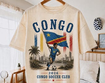 Congo Soccer Shirt, DR Congo Football Tee, Congo Soccer Club 2026 Vintage Graphic Tee, Comfort Colors Soccer Fan Gift, DRC Flag Apparel