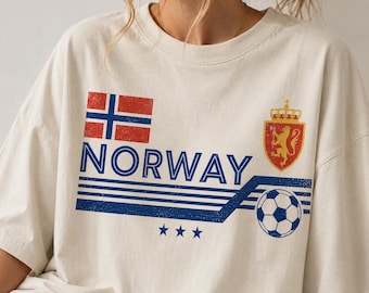 Norway Soccer Shirt, Norwegian Flag T-Shirt, Retro Football Fan Tee, Comfort Colors Scandinavia Graphic Shirt, Norway Soccer Jersey Style