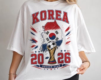South Korea Soccer Jersey Style Shirt, Korea 2026 Soccer Club Graphic Tee, Premium Comfort Colors Soccer Gift, South Korean Flag Tee