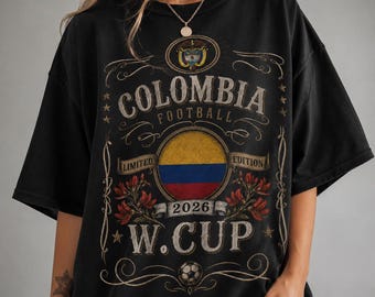 Vintage Colombia Soccer T-Shirt, 2026 Cup Football Fan Tee, Colombian Gift for Men Women Youth, Retro South America Graphic Shirt