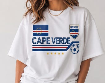 Cape Verde Soccer Shirt, Cabo Verde Flag T-Shirt, Cape Verde Football Gift, African Heritage Tee, Unisex Cape Verde Apparel, Soccer Fan Gift