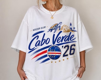 Cabo Verde Soccer Club Shirt, Cape Verde Vacation Tee, Comfort Colors Vintage Travel Graphic, Soccer Lover Gift, Cabo Verde Soccer Club '26