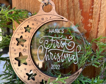 Personalised Baby's First Christmas Ornament - Custom 4 Texts & 1