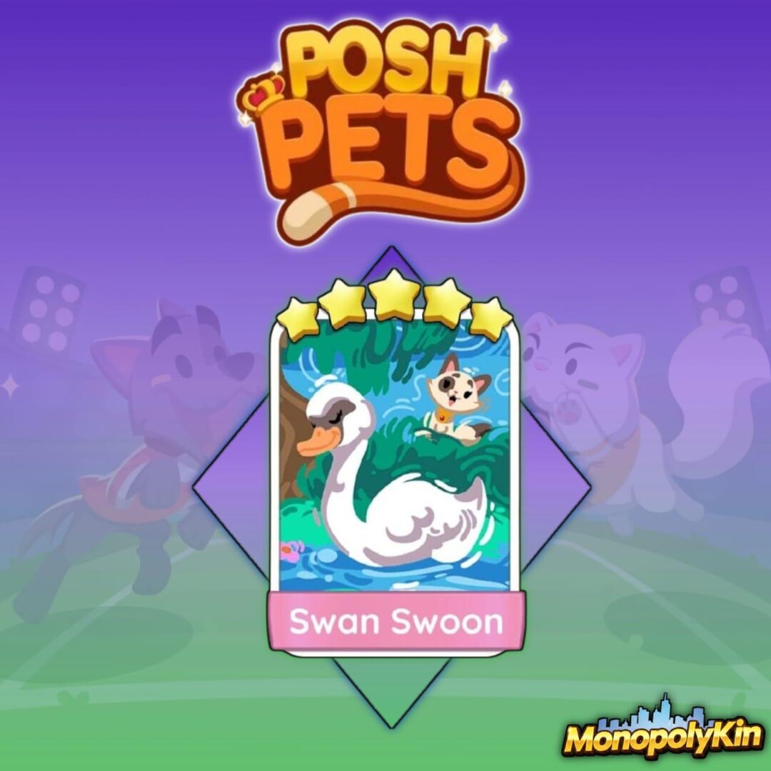 Swoon Sticker Swan Swoon - Monopoly_go - POSH PETS - Sticker 5 Star All Avaialable ...