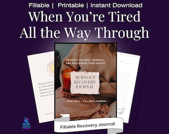 Burnout Recovery Journal | Self-Care Reflection Prompts | Self Care Support | Printable Fillable PDF