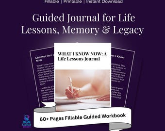 Guided Reflection Journal for Life Lessons & Legacy | Memory Keeping Journal | Printable Fillable PDF