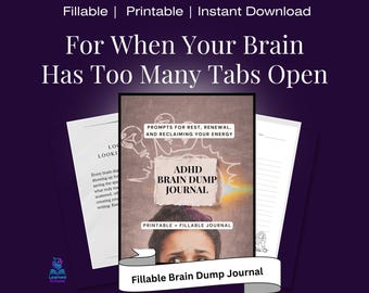 ADHD Brain Dump Journal | Printable & Fillable Journal | Focus, Clarity Productivity Tool | Instant Download PDF