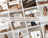 Pilates Instagram Templates for Canva | Wellness Social Media Kit | Editable Instagram Posts & Stories | Reformer Pilates Studio Templates