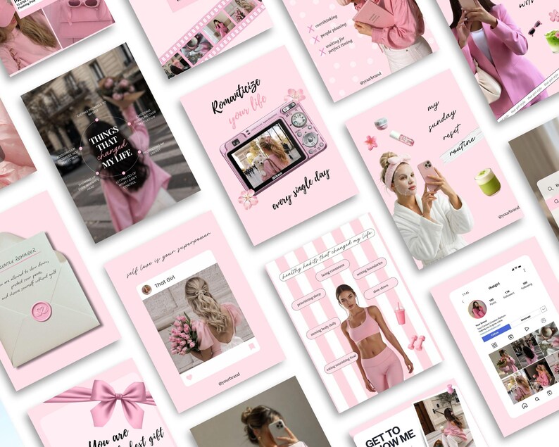 Pink Instagram That Girl Canva Templates, Girly IG Posts & Stories ...