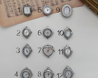 SliverWatch Faces for Jewelry Making,Mini Quartz Watch Dials for Bracelets Necklaces, Silver Watch Face Charms, DIY Watch Parts Lot