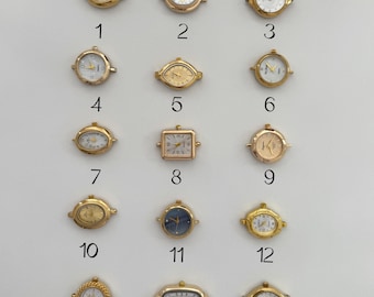 Quadranti per orologi in stile vintage all'ingrosso, lotto di quadranti per orologi color oro, parti di orologi al quarzo per la creazione di gioielli, materiali per il fai da te, quadranti per orologi di forme miste