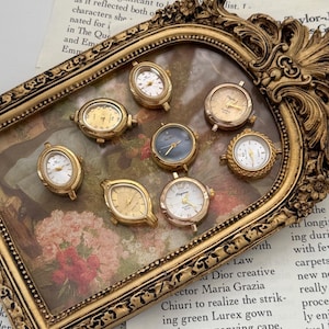 8 st guldfärgade urtavlor, mix av vintage mini-urtavlor, klassisk urtavla, oval rund lyxig urtavla för gör-det-själv-klockarmband