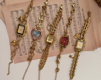 Classic Vintage Style Women’s Watch,Gold Bracelet Wrist Watch,Working Quartz Watch,Everyday Dainty Wrist Watch,Timeless Gift for Her
