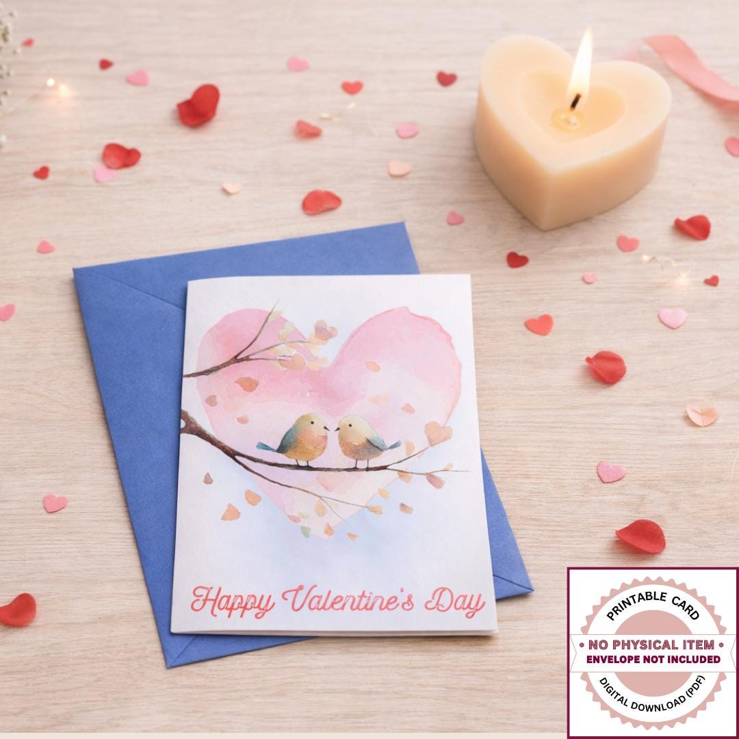 Love Birds Valentine's Day Card | 30 Romantic Poems (digital Download ...