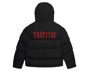 Handmade Trapstar Irongate Sky Blue Puffer Jacket Gloss Black | Detachable Hood Streetwear Coat | Men’s Designer Winter Jacket