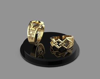 14k gouden ring met geometrisch patroon