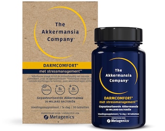 Wsparcie jelit firmy Akkermansia Company® – ponad 30 miliardów pasteryzowanych bakterii w tabletce – z witaminą B2 i kwasem foliowym