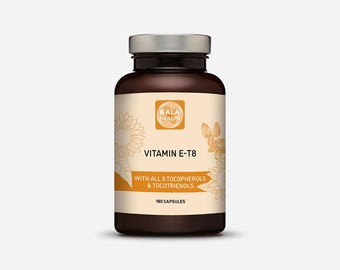 Kala Health Vitamin E T8 - 180 capsules - Unique Formula with All 8 Tocopherols and Tocotrienols contains no PAH’s, Heavy Metals