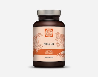 Kala Gesundheit - Reines Krillöl 500 mg Krillöl 180 Softgel-Kapseln - Omega 3, 7, 9 Reich an EPA, DHA und Astaxanthin - Nachhaltig Fischen