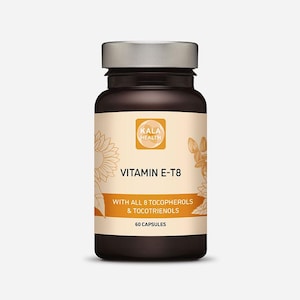 Vitamine E T8 de Kala Health - 60 gélules - Formule unique contenant les 8 tocophérols et tocotriénols, sans HAP ni métaux lourds