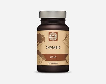 Kala Health BIO Chaga 400 mg per capsules 60 Capsules Inonotus obliquus fruit body extract, 1:1, vegan, no additives