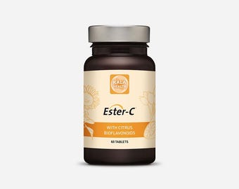 Kala Health Ester-C® - Vitamin C - 60 tablets-1000 mg high-dose calcium ascorbate with vitamin C metabolites and 100 mg citrus bioflavonoids