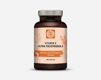 Kala Health Ultra Tocotrienol 200 mg Vitamin E Vegan 180 Capsules - All 4 Tocotrienols Combined Into 1 Capsule - Sustainable Cultivation