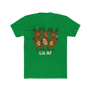Funny Reindeer Christmas Tee: Unisex Holiday Cotton Crew Shirt