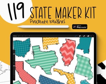 119 State Maker | Procreate Patterned Brushes and Stamps Set