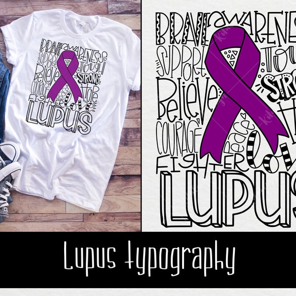 Lupus Awareness Typography INSTANT DOWNLOAD dxf svg eps png for use with programs like Silhouette Studio and Cricut Design Space