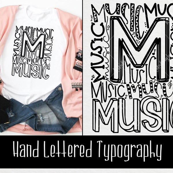 Music Typography INSTANT DOWNLOAD dxf, svg, eps, png for use with programs like Silhouette Studio and Cricut Design Space