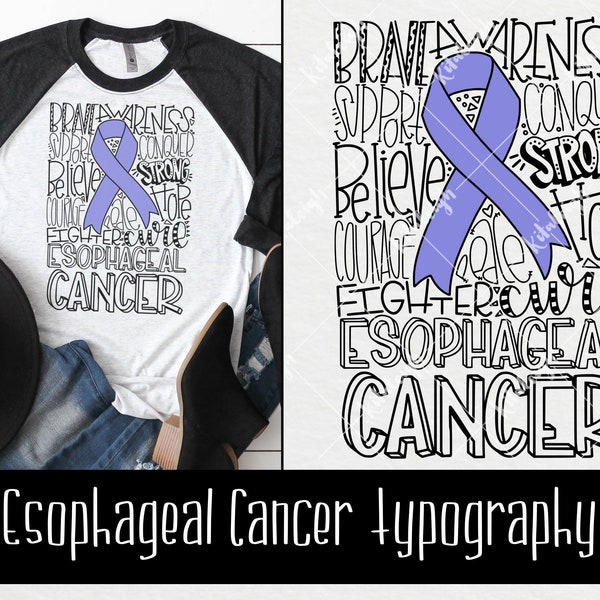 Esophageal Cancer Typography INSTANT DOWNLOAD dxf, svg, eps, png for use with programs like Silhouette Studio and Cricut Design Space