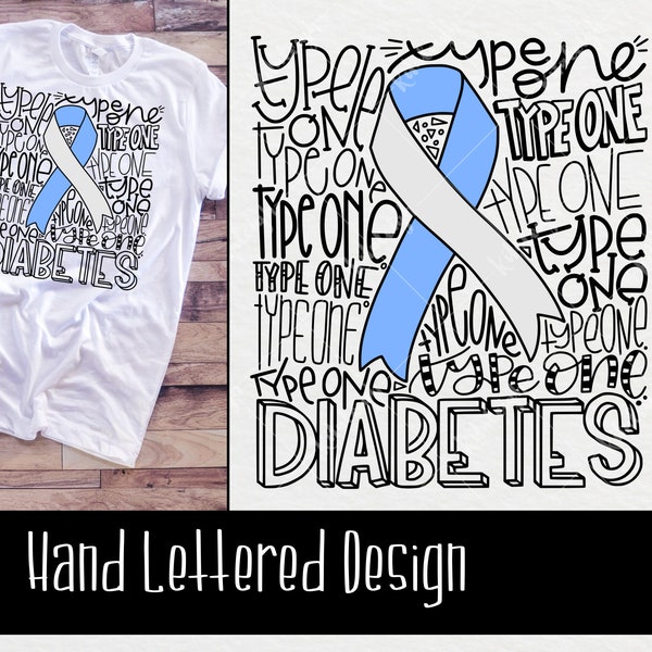 Type 1 Diabetes Awareness Typography INSTANT DOWNLOAD dxf svg eps png for use with programs like Silhouette Studio and Cricut Design Space