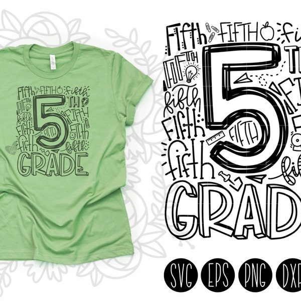 5th Fifth Grade Typography Shirt | First Day of School SVG