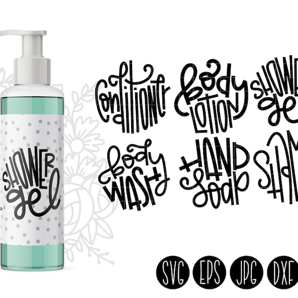 Bathroom Organization SVG | Hand Lettered Printable Labels