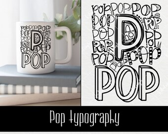 Pop Typografie INSTANT DOWNLOAD dxf, svg, eps, png, für die Verwendung mit Programmen wie Silhouette Studio und Cricut Design Space