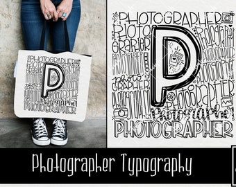 Photographer Typography INSTANT DOWNLOAD dxf, svg, eps, png, for use with programs like Silhouette Studio and Cricut Design Space