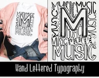 Music Typography INSTANT DOWNLOAD dxf, svg, eps, png for use with programs like Silhouette Studio and Cricut Design Space