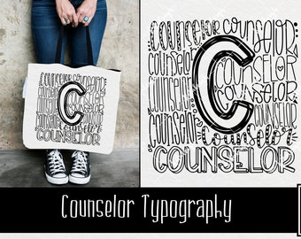 Counselor Typografie INSTANT DOWNLOAD dxf, svg, eps, png für die Verwendung mit Programmen wie Silhouette Studio und Cricut Design Space