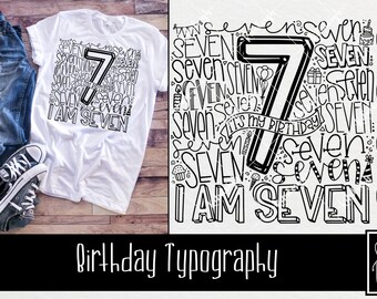 KIDS 7 today 7th Birthday T Shirt Crystal Diamante Design 4th 5th 6th 7th 8th
