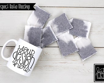 Download Free 11 oz Tea Mug Mockup with Tea Bags PSD Template